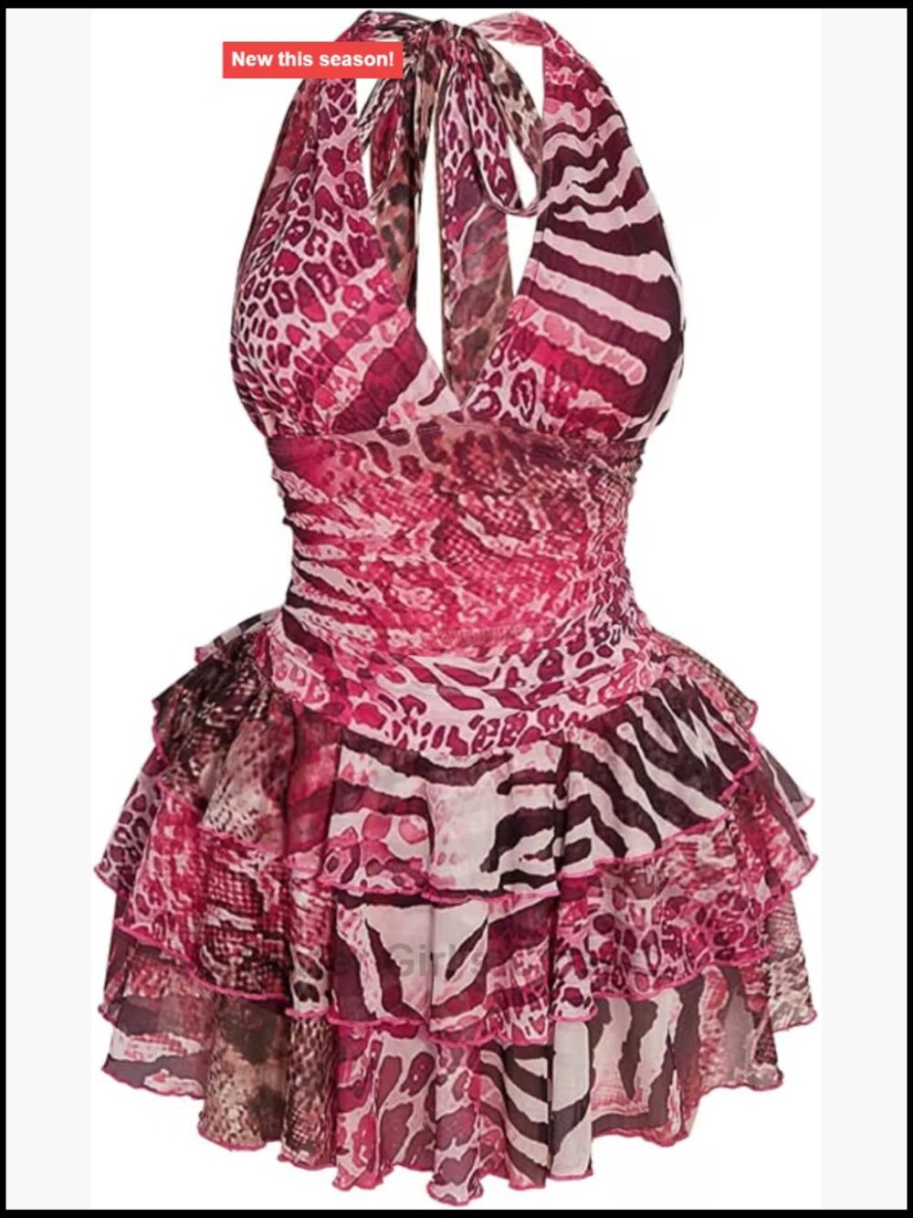 Women's Plus Size Halter Mini A-Line Dress with Built-In Shorts